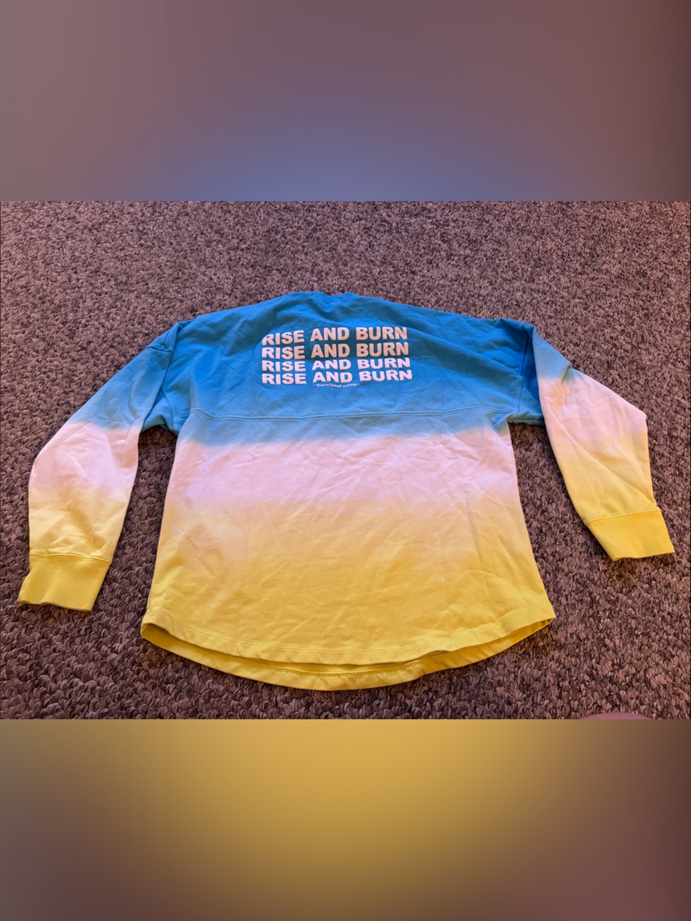 Women’s Burn Boot Camp Ombre Long Sleeve Pullover - Blue, White & Yellow - Picture 3 of 3